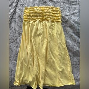 Yellow Strapless Dress with Ruffle Detail